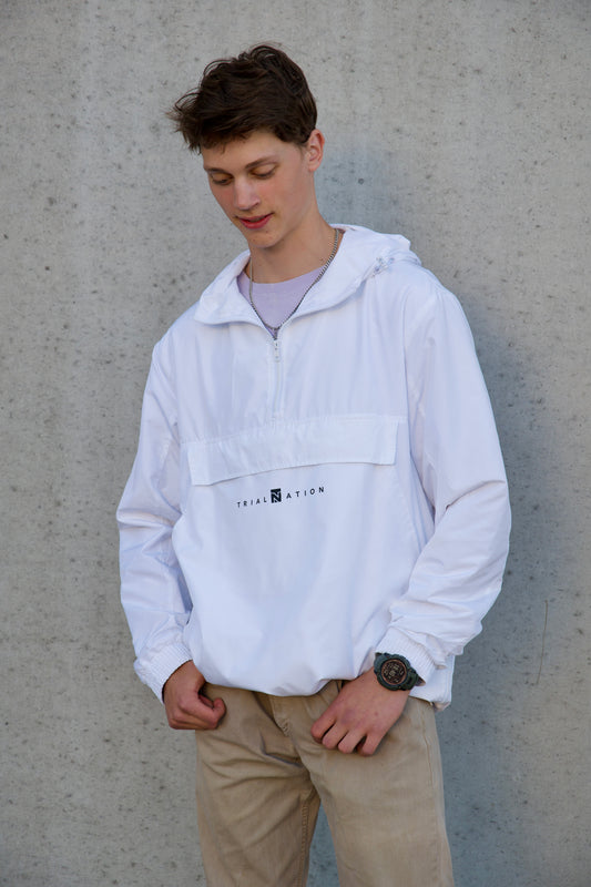 Half-Zip Windbreaker Jacket "White"