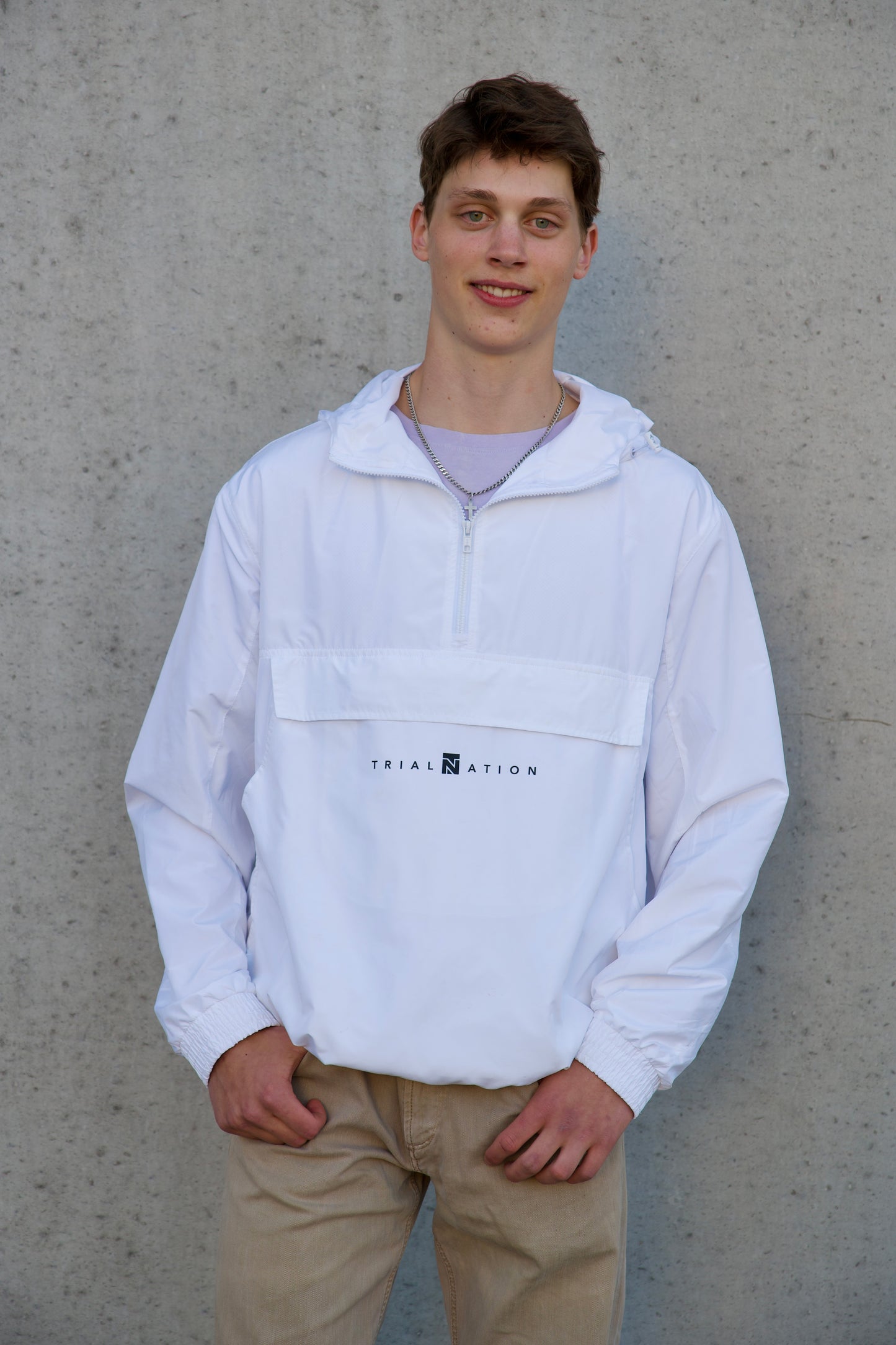 Half-Zip Windbreaker Jacket "White"