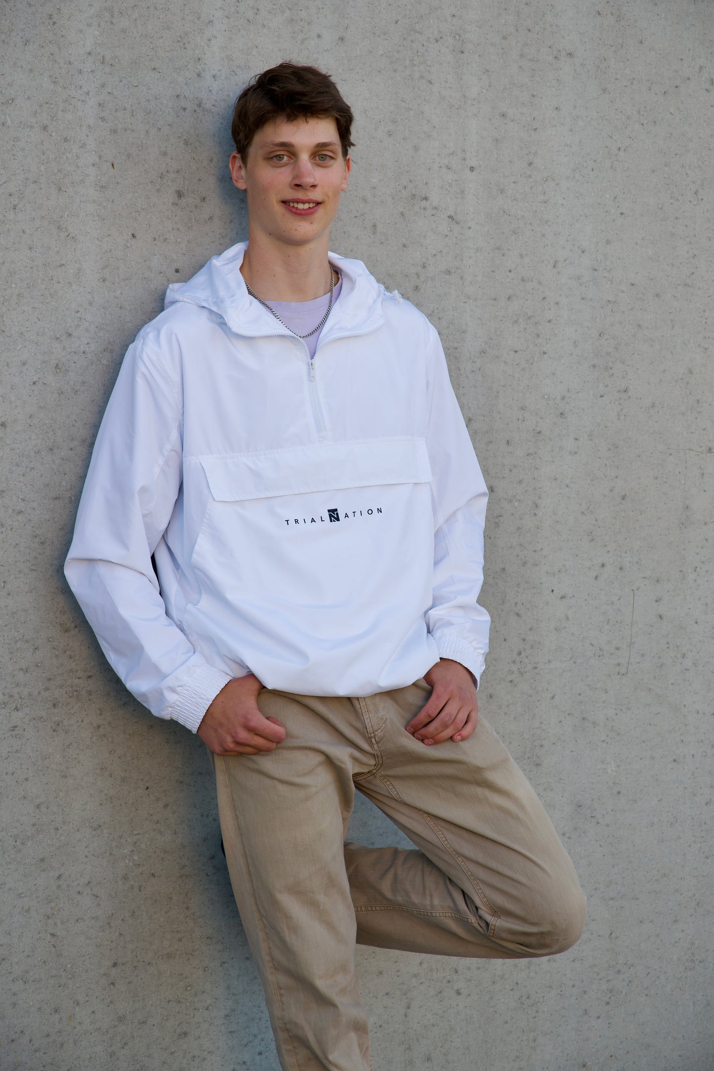 Half-Zip Windbreaker Jacket "White"